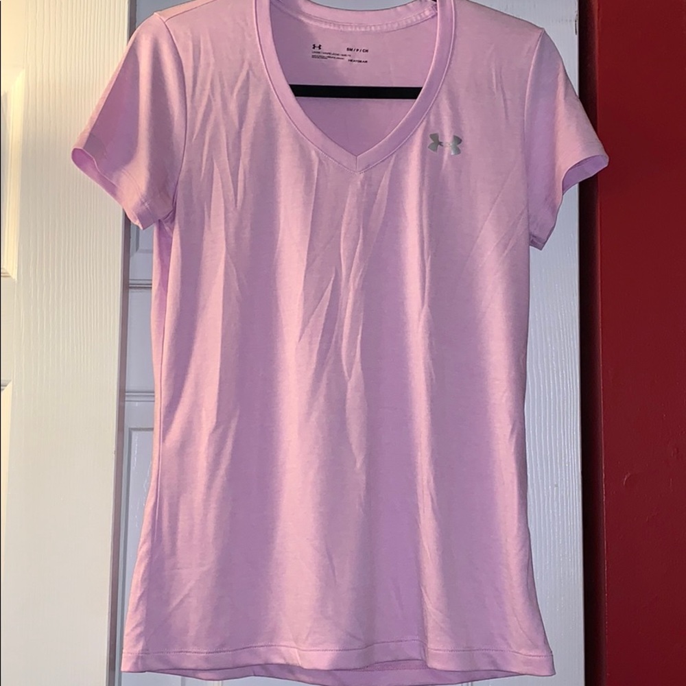 Under Armour Pink V neck Tee Size small